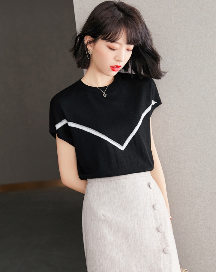 Bottoming short sleeve thin tops splice summer sweater