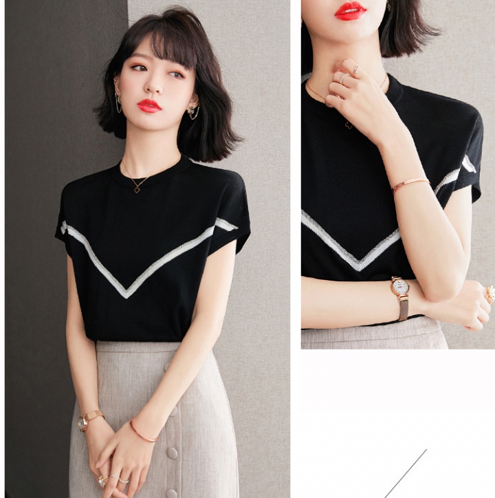 Bottoming short sleeve thin tops splice summer sweater