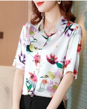 Short sleeve all-match lapel fashion shirt for women