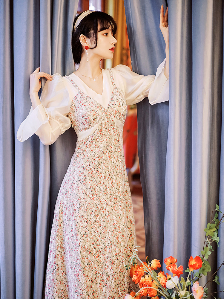 France style lady temperament splice dress for women