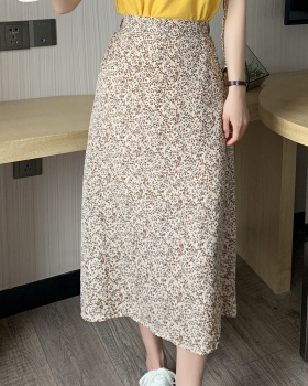 High waist all-match skirt slim floral long dress