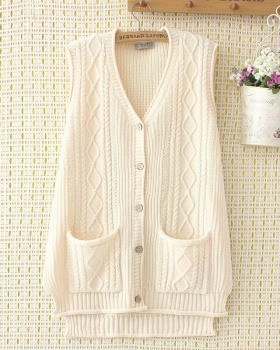 All-match twist knitted waistcoat autumn loose sweater
