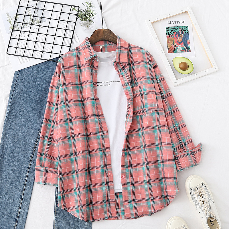 Sueding loose coat Korean style retro shirt for women