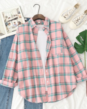 Sueding loose coat Korean style retro shirt for women