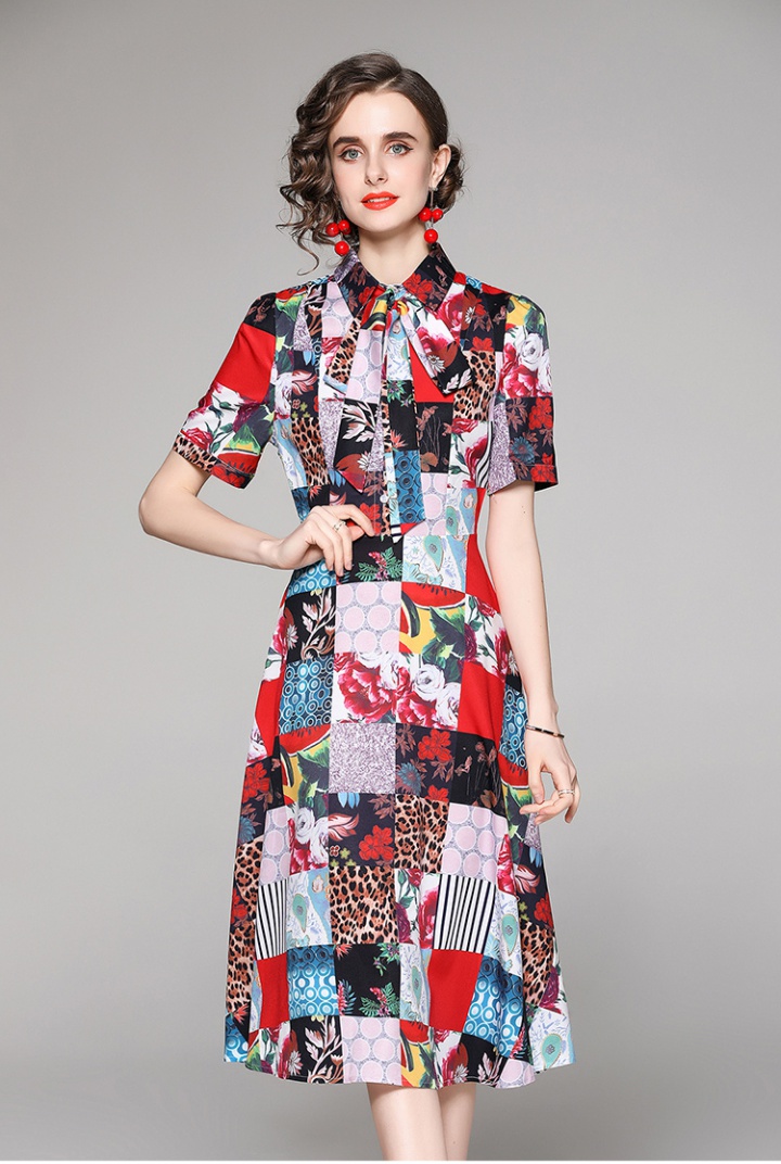 Printing slim fashion all-match European style dress