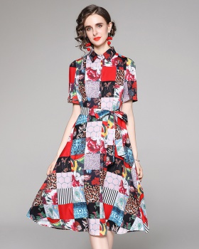 Printing slim fashion all-match European style dress
