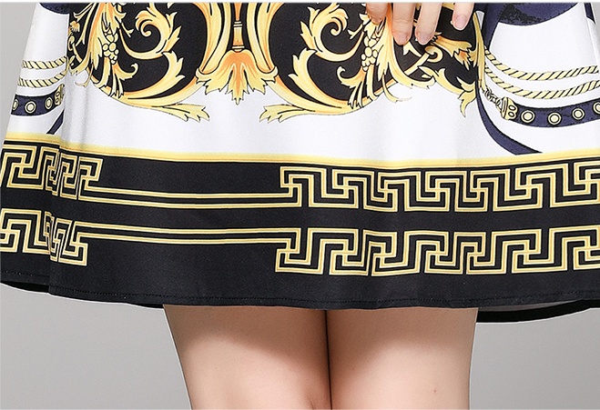 Pinched waist European style printing slim all-match dress