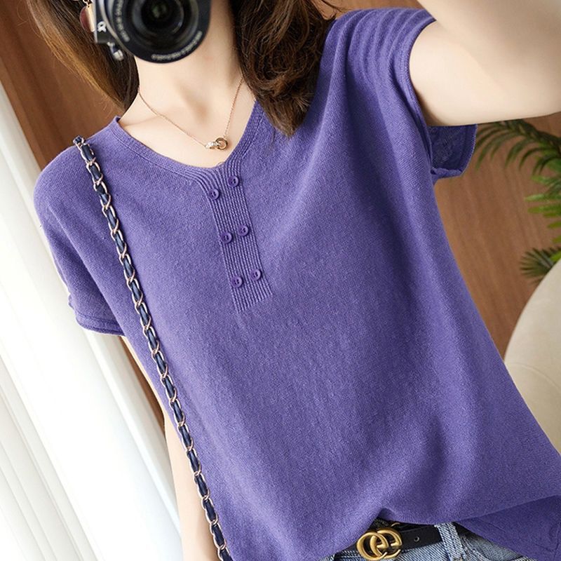 Ice silk bottoming shirt pullover T-shirt for women