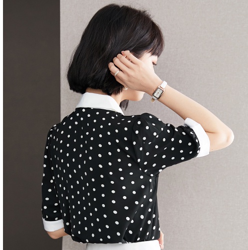 Temperament short sleeve shirt slim tops for women