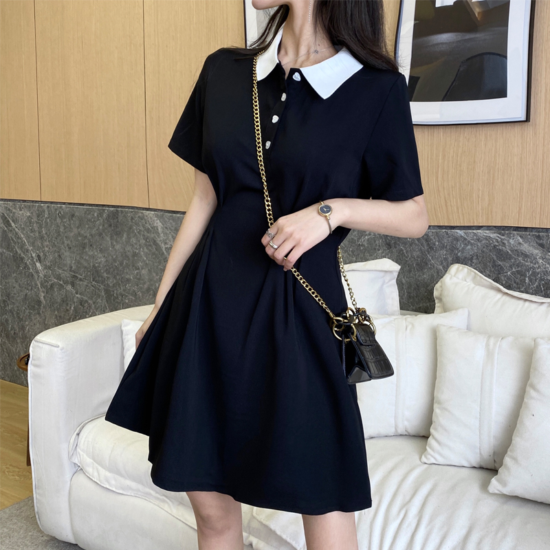 Slim lapel sweet Korean style dress for women