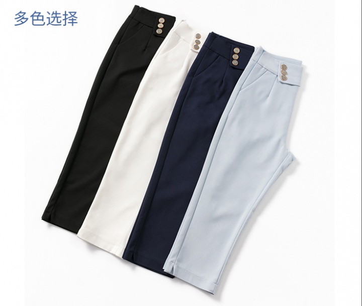 All-match high waist slim white summer suit pants for women