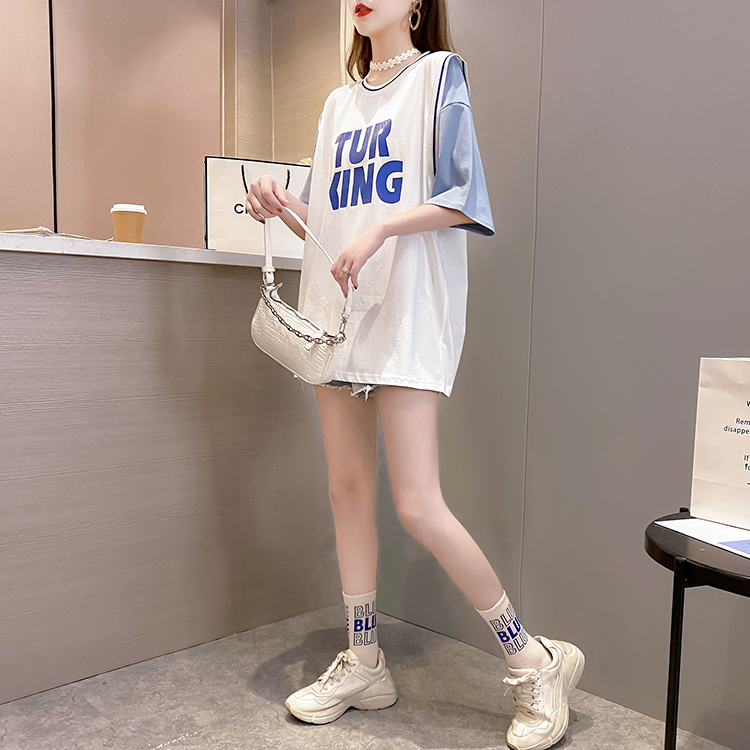 Korean style fat letters round neck T-shirt for women