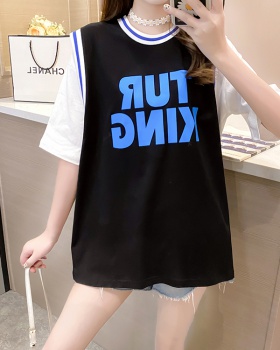 Korean style fat letters round neck T-shirt for women