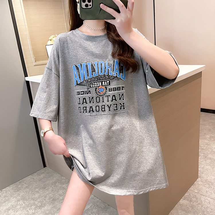 Large yard fat letters pure cotton T-shirt for women
