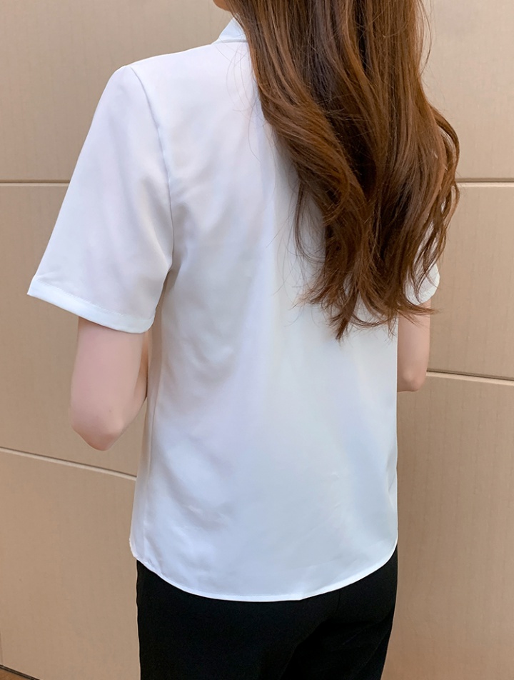 Chiffon white shirt loose short sleeve tops for women