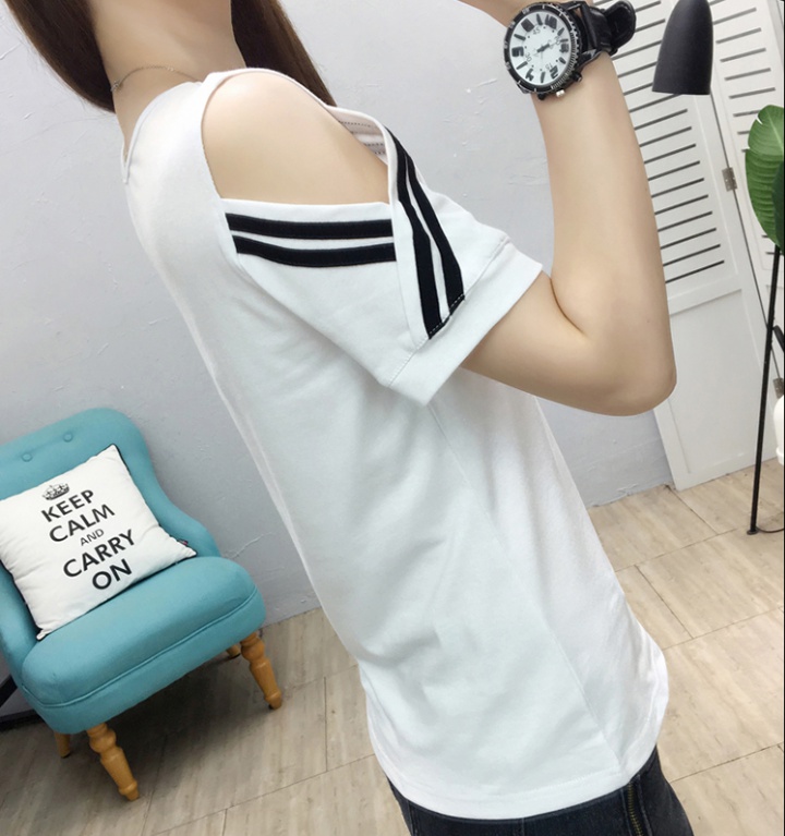 Summer pure cotton T-shirt round neck tops for women