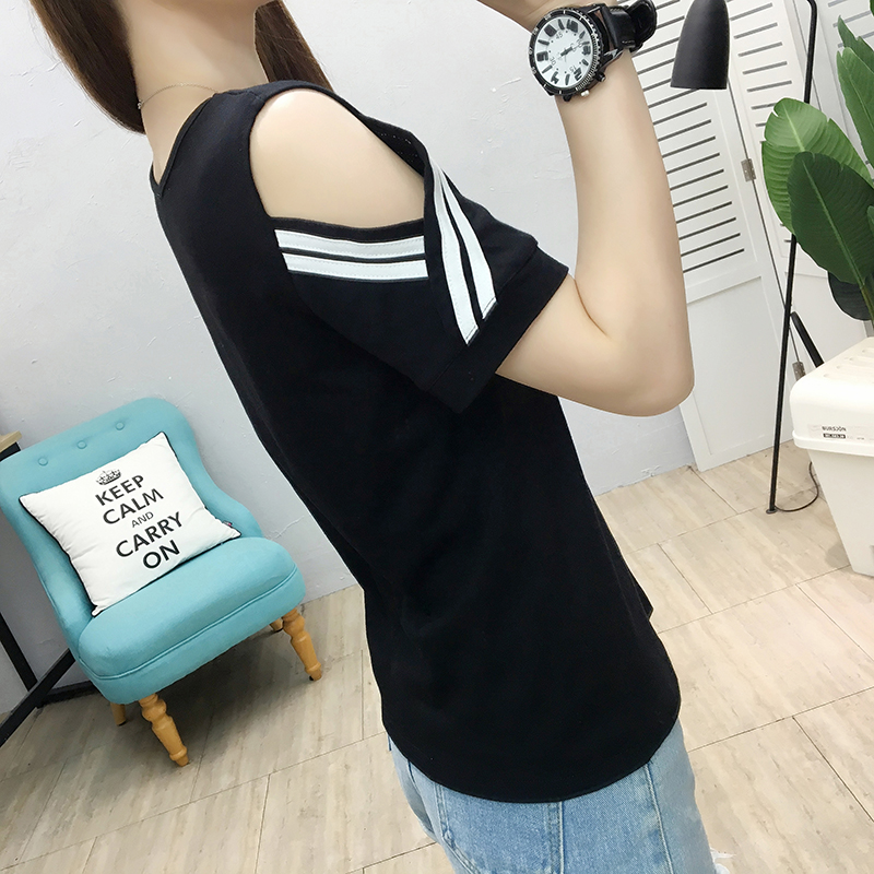 Summer pure cotton T-shirt round neck tops for women