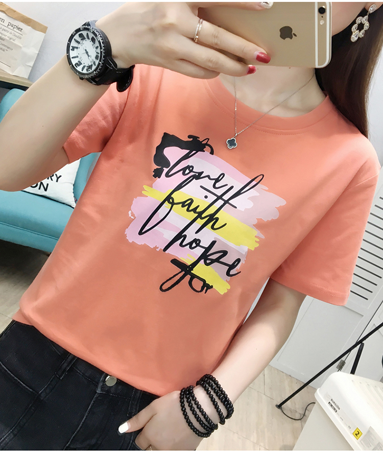 Girl Korean style tops all-match printing T-shirt