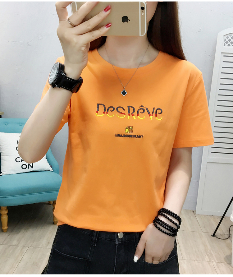 Embroidered summer tops fashion T-shirt for women