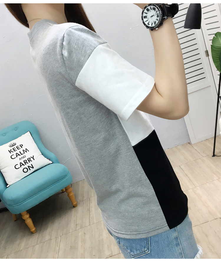 Round neck pure cotton tops summer short sleeve T-shirt