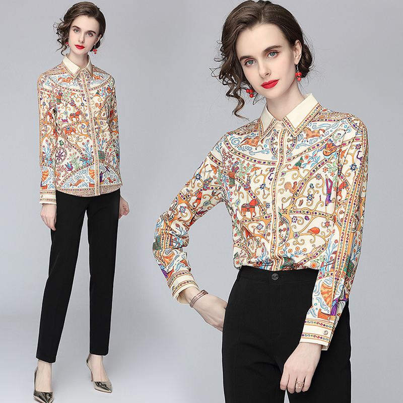 Fashion printing tops temperament shirt for women