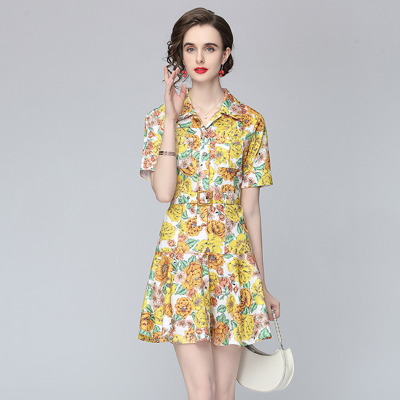 Short sleeve sweet shirt temperament spring and summer dress