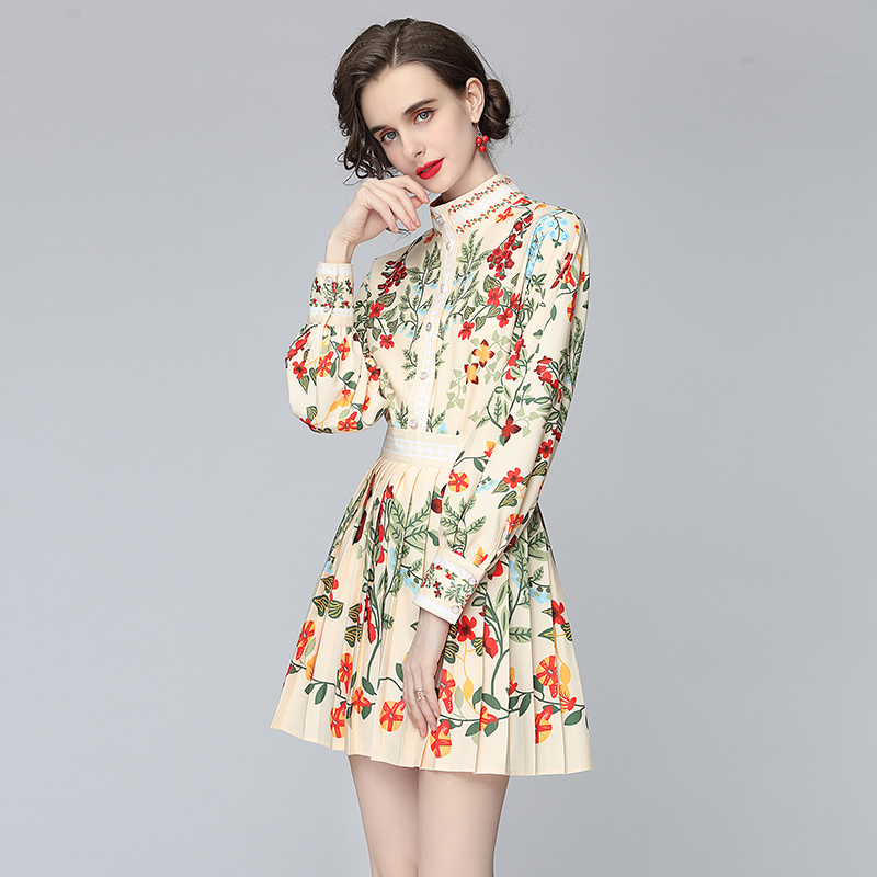 Spring and summer shirt printing skirt a set for women