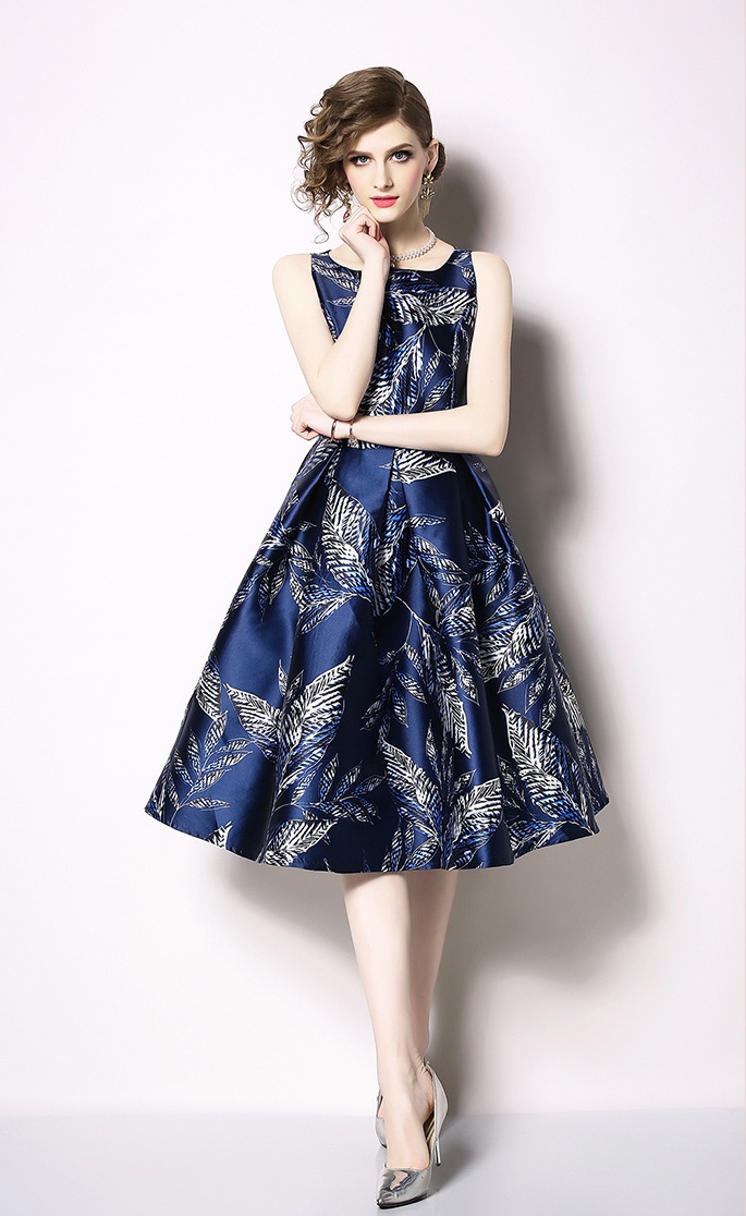 Sleeveless big skirt fashion printing dress