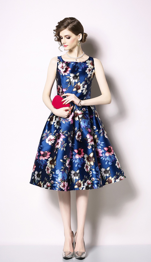 Fashion flowers printing dress