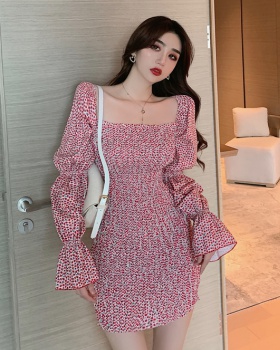 Package hip slim puff sleeve retro bottoming colors dress