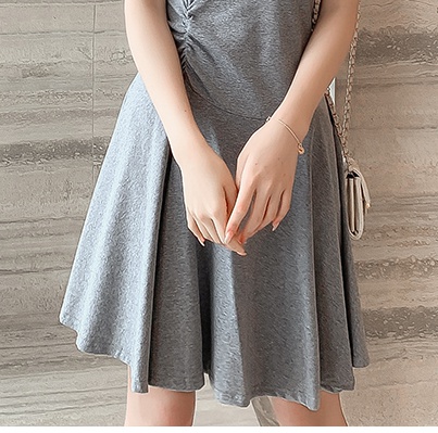 Pure cotton all-match short sleeve knitted dress