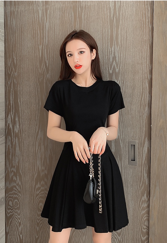 Pure cotton all-match short sleeve knitted dress