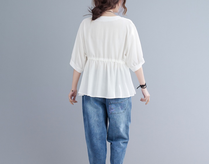 Short sleeve T-shirt cotton linen tops for women