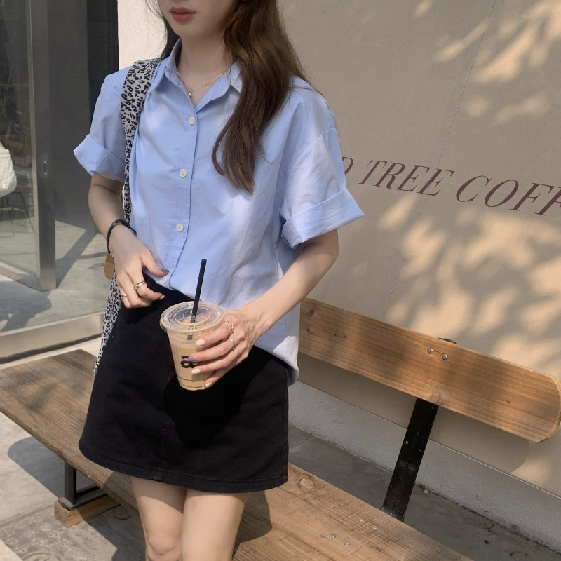 Short sleeve loose summer candy colors Korean style shirt
