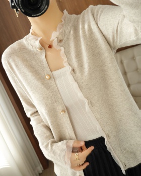 Spring and summer pearl buckle coat lace cardigan for women
