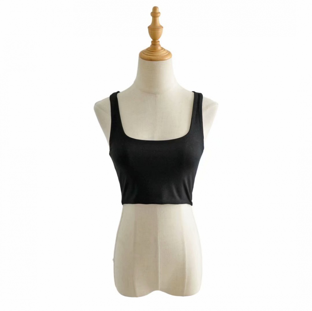 European style U-neck navel tops summer short vest