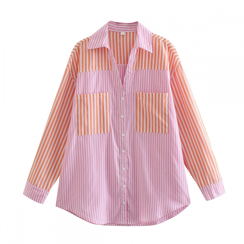 Long summer stripe shirt loose single-breasted tops