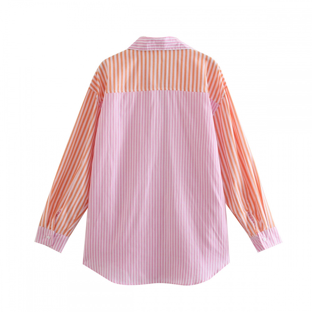 Long summer stripe shirt loose single-breasted tops