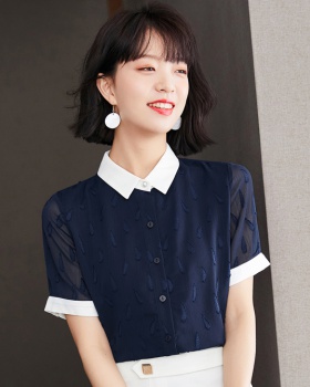 Summer Korean style tops retro pinched waist shirt
