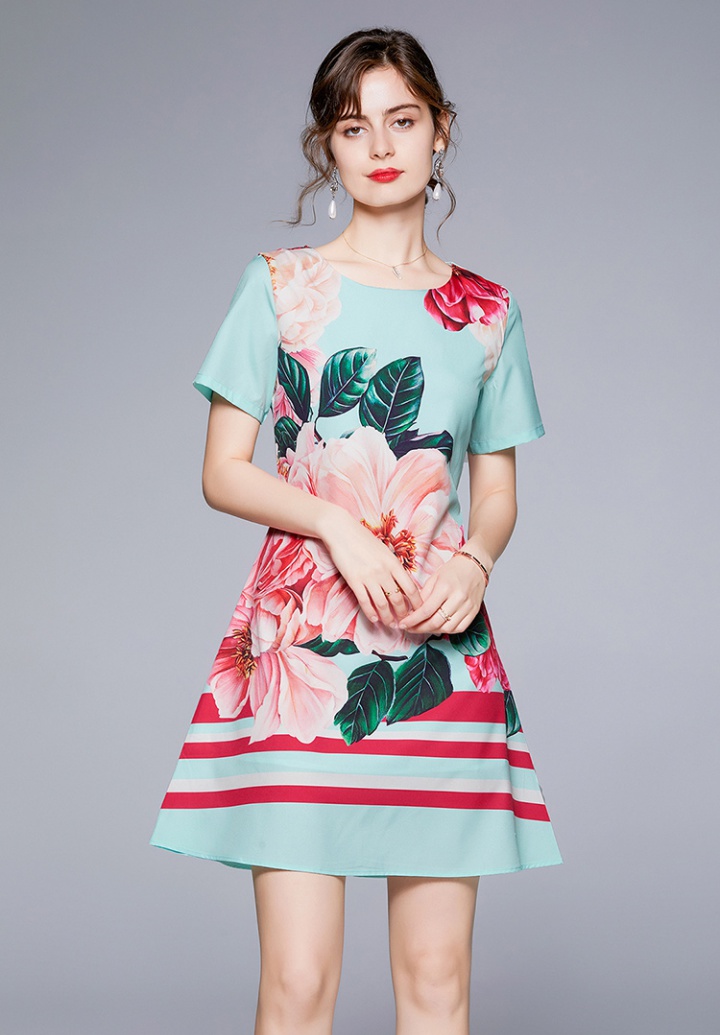 European style fashion slim all-match printing dress