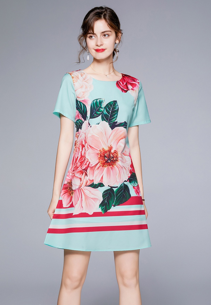 European style fashion slim all-match printing dress