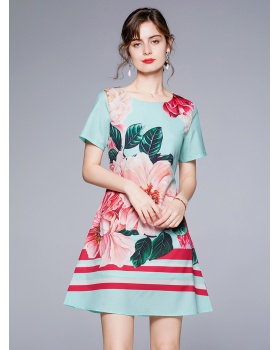 European style fashion slim all-match printing dress