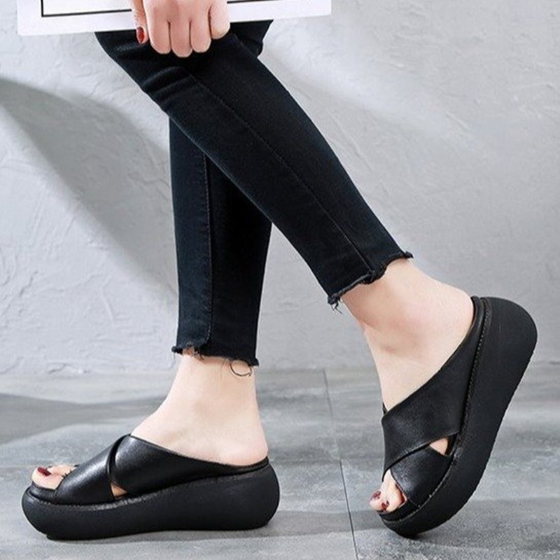 Platform soles European style slippers