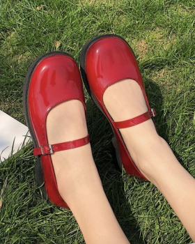 Flat square head shoes small leather shoes for women