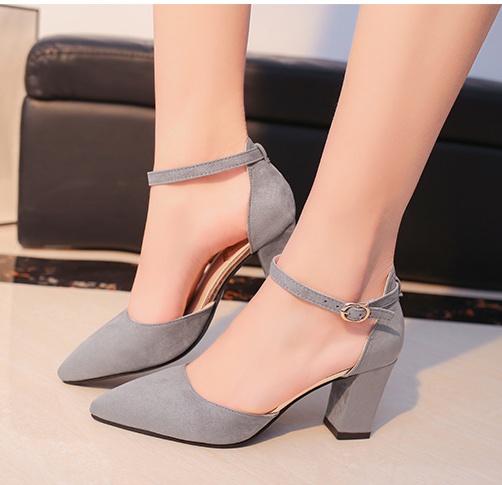 Korean style thick pointed spring and autumn sandals