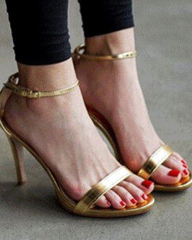 Gold and silver sandals high-heeled shoes for women