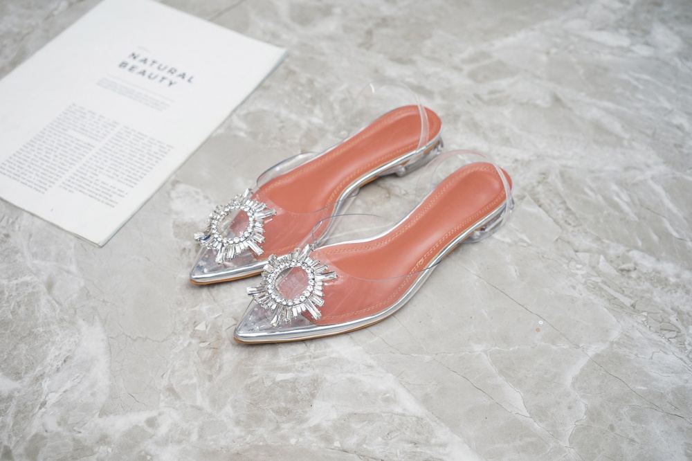 Rhinestone transparent slippers flat sandals for women
