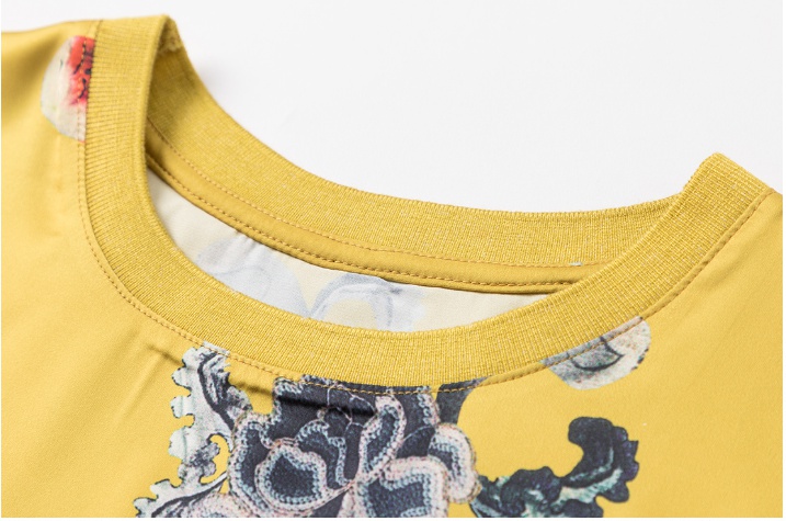 Printing real silk satin T-shirt all-match summer tops for women