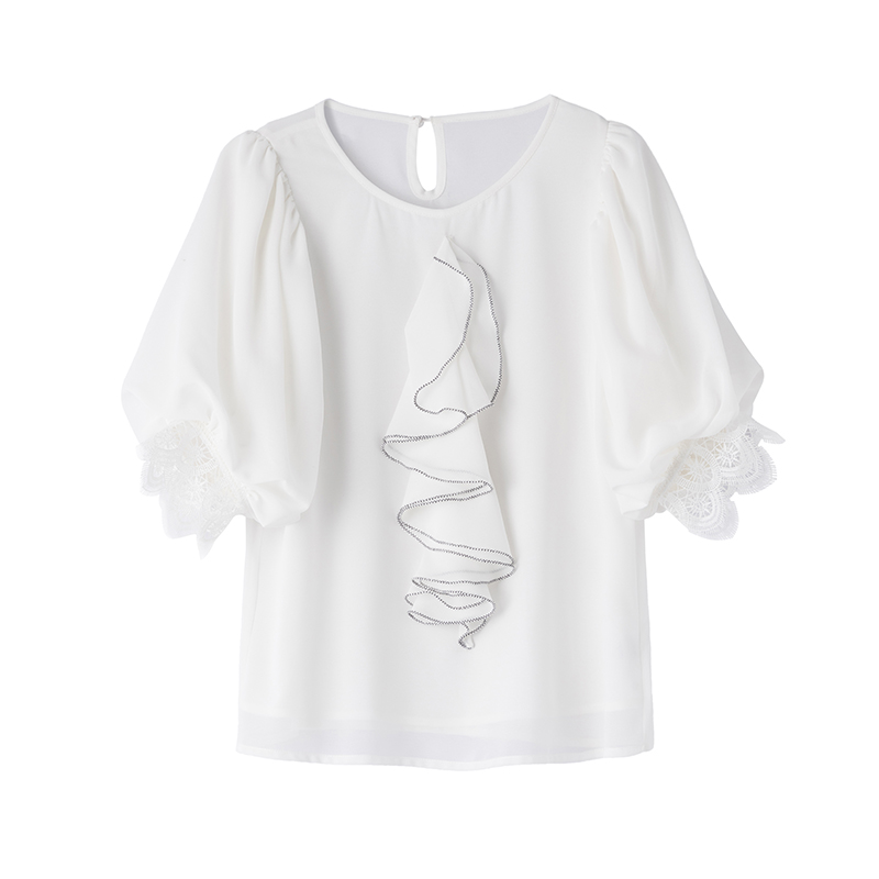 Fashion white small shirt lady chiffon shirt for women