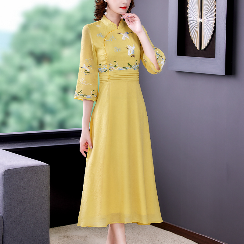 Chinese style long dress spring dress for women